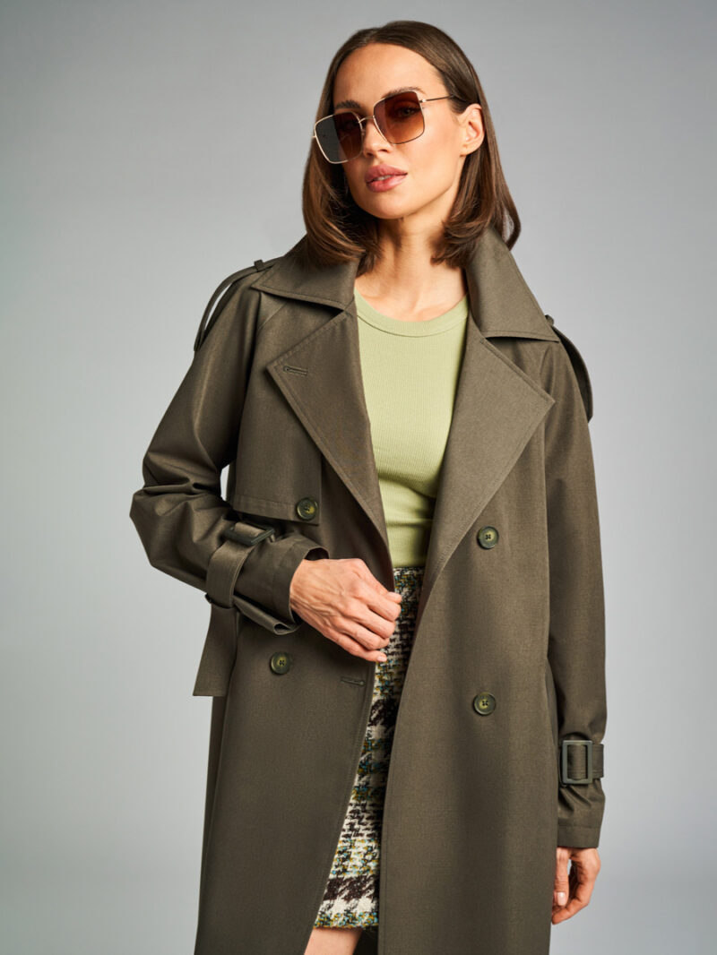 Плащ: В099-115 (Хаки Black Olive 19-0608) — изображение 4